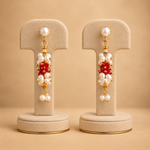 Ruby Pearl Cluster Drop Earrings