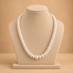 Classic white fresh water pearl long necklace