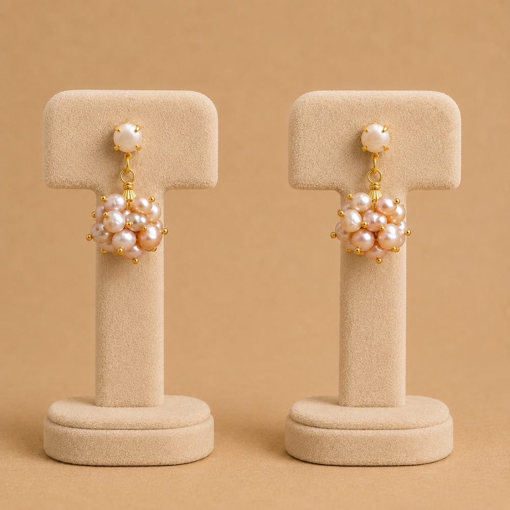 Nira Pearl Cluster Drop Earrings