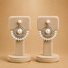 Nira Pearl Halo Statement Earrings