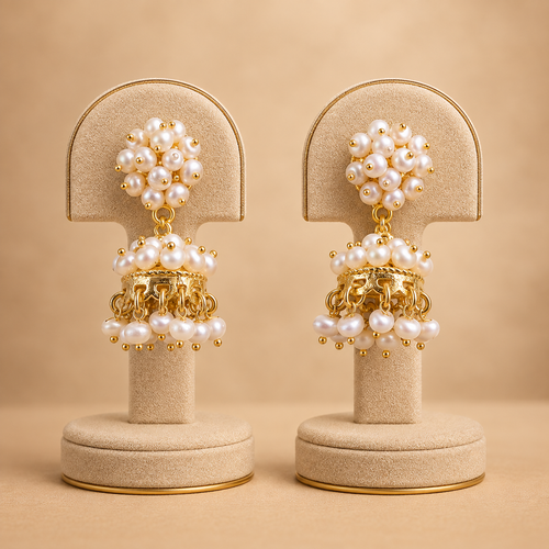Pearl Cluster Jhumka Earrings