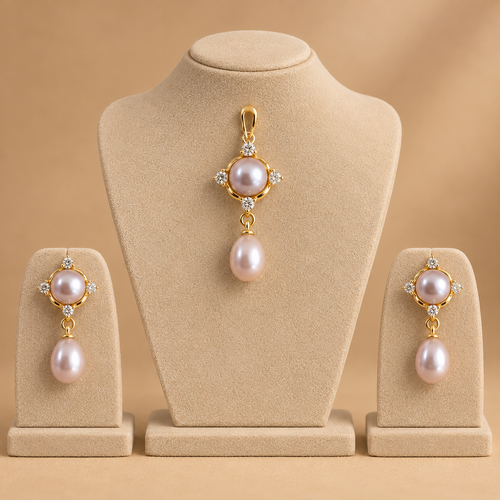 Royal Pearl Drop Gold Jewellery Set