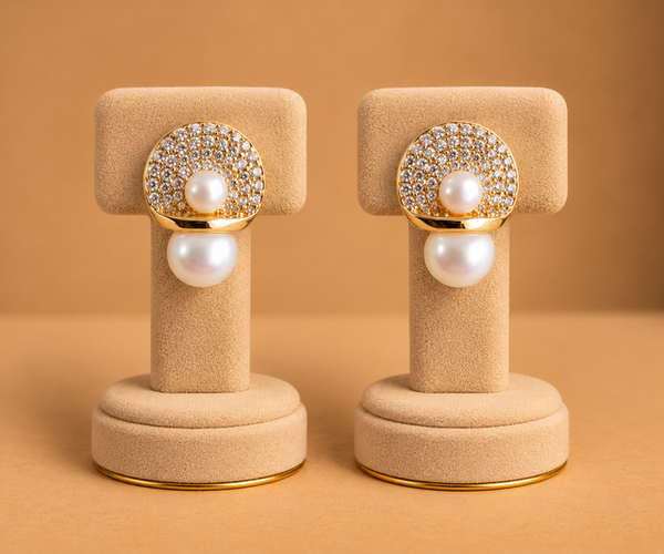 Pearl Dome Crystal Earrings