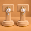 Golden Spiral Pearl Earrings