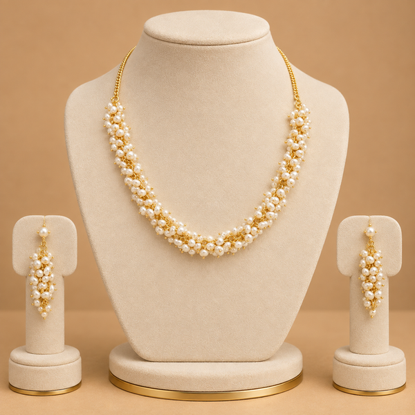 Multi-Strand Pearl Necklace & Earrings Set
