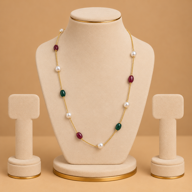 Multicolor Pearl Beaded Long Necklace