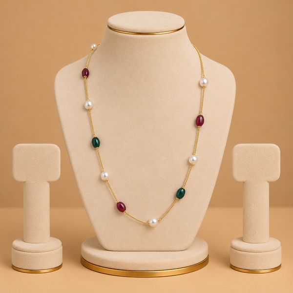 Multicolor Pearl Beaded Long Necklace