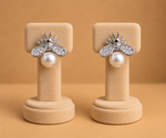 Silver Butterfly Pearl Drop Earrings